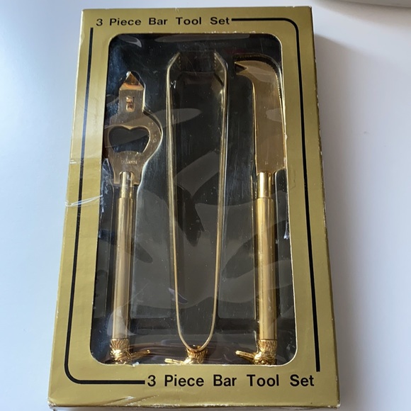 Vintage 3 piece bar tool set 22K gold plated - Picture 4 of 12